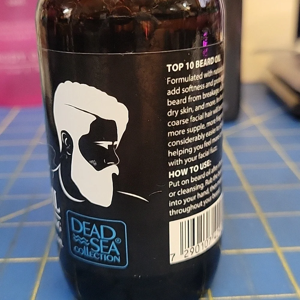 10 Top Active Men's Beard Oil Pure & Moisturizing 120ml Dropper Bottle Dead Sea